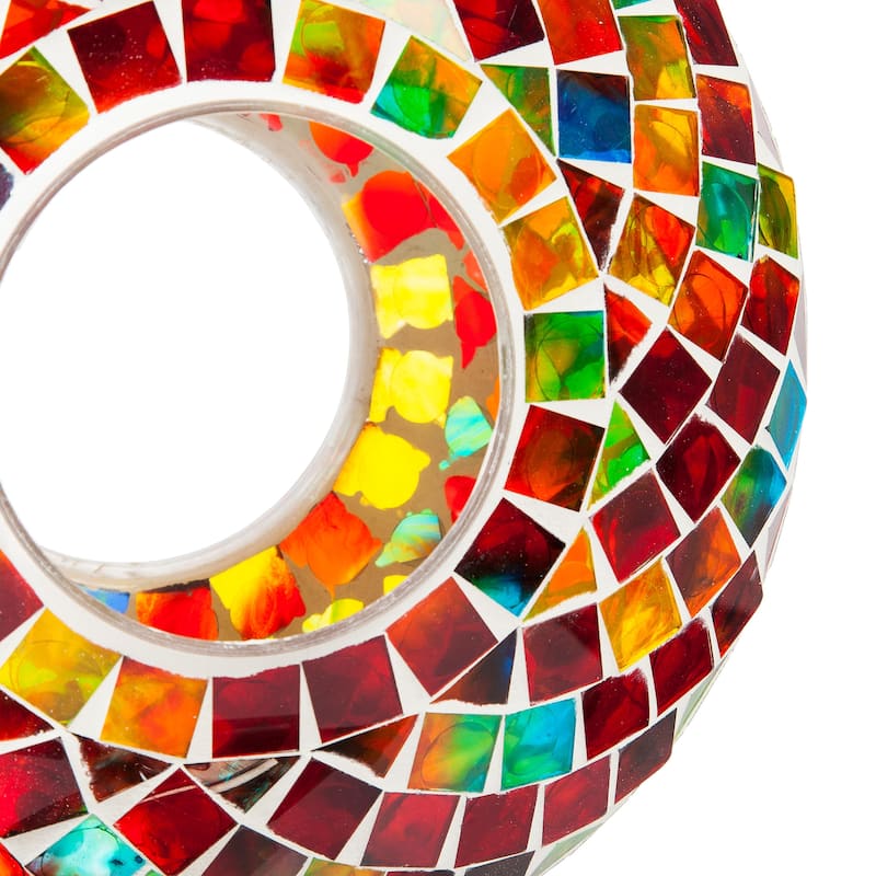 9.25"D Acrylic Circle Feeder, Rainbow Mosaic Glass