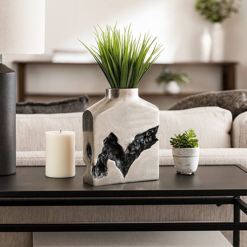 Artistic Table Vase with Fractured Finish for Home Decor