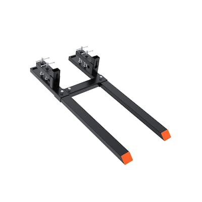 77" 6000lbs Clamp on Pallet Forks, Heavy Duty 6000lbs Clamp on Pallet Forks with Adjustable Stabilizer Bar