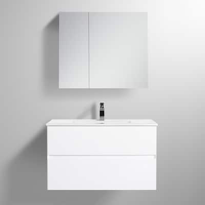 Blossom Assisi 36" Wall Mount Vanity w/ Sink, Glossy White