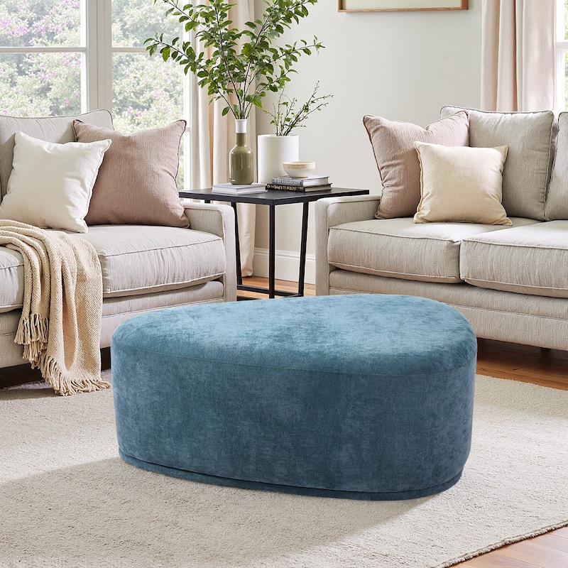 Bonnie 26"/43" W Chenille Small/ Oversized Triangular Cheese Ottoman - Oversized:43.7"×31.7"×16" - Blue