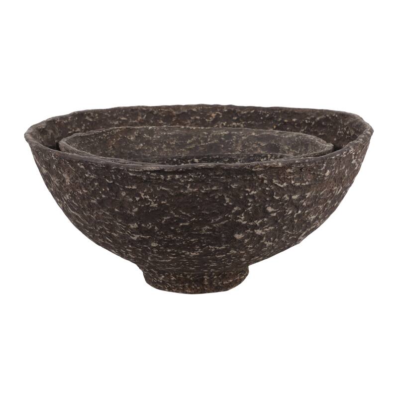 Pottery Paper Mache Bowls Handcrafted Unique Texture (Set of 3)