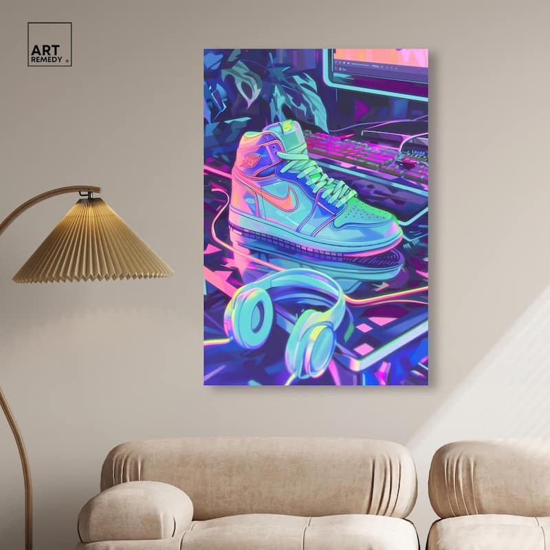 PC Gamer Sneaker Canvas by Art Remedy, Gallery Wrapped
