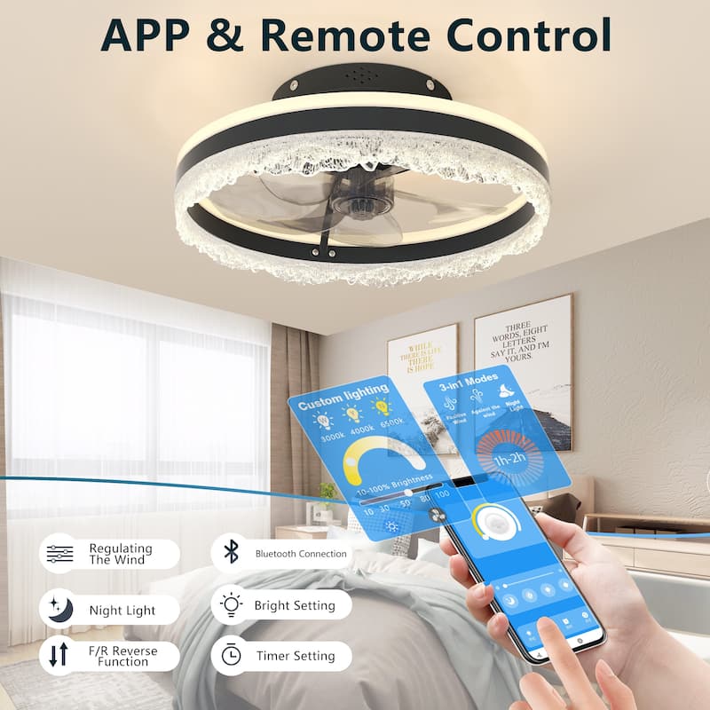 16" Quiet Ceiling Fan with Light