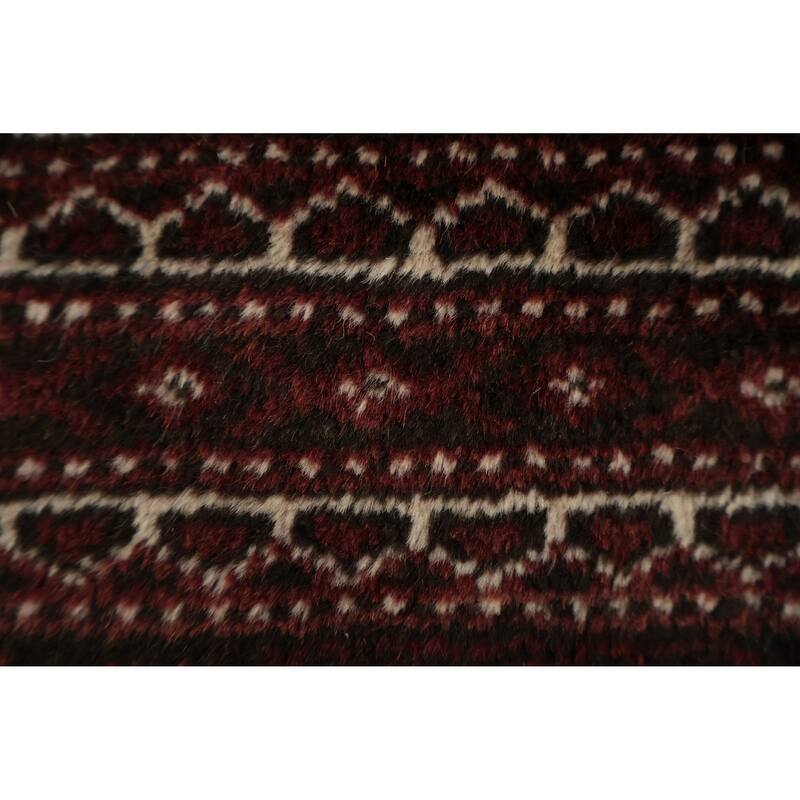 Hand Knotted Oriental 100% Wool Carpet Traditional Geometric Red Bokhara Area Rug - 13' 4'' X 8' 3''