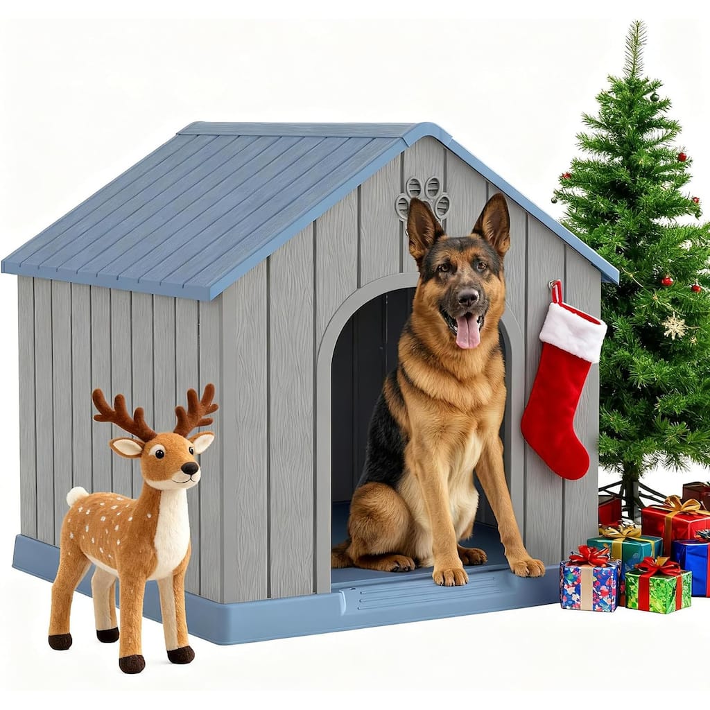 decksplore Dog House Resin Outdoor Dog Kennel Weatherproof Indoor