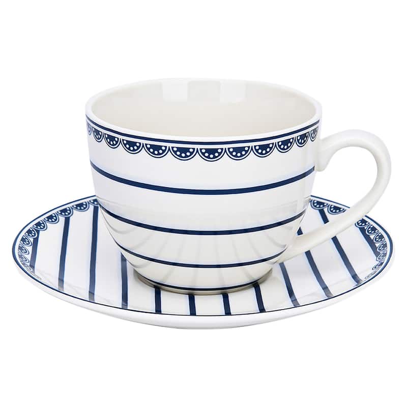 STP Goods 8.8 fl oz Vintage Blue Tea Coffee Cup & Saucer Set of 4