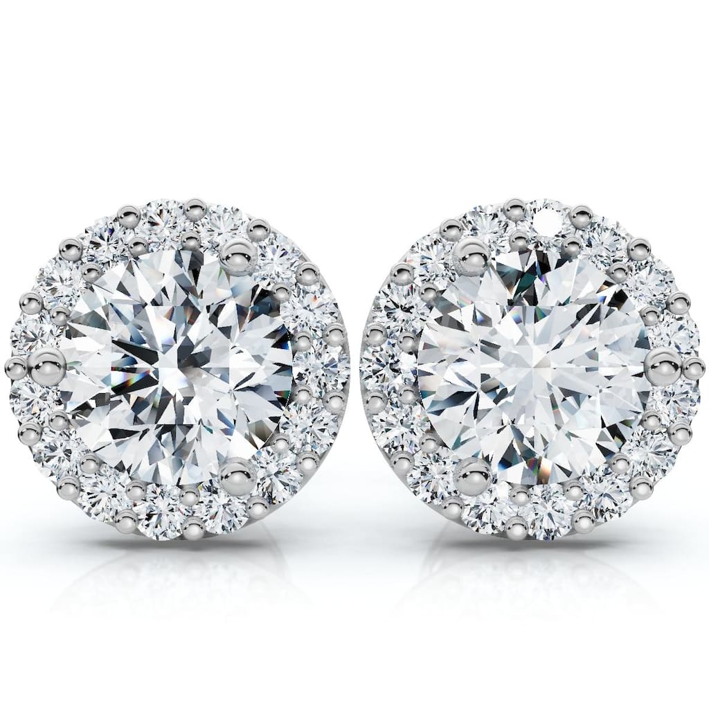 Bliss Diamond 2 1/2Ct Diamond Gold Lab Grown Halo Earrings