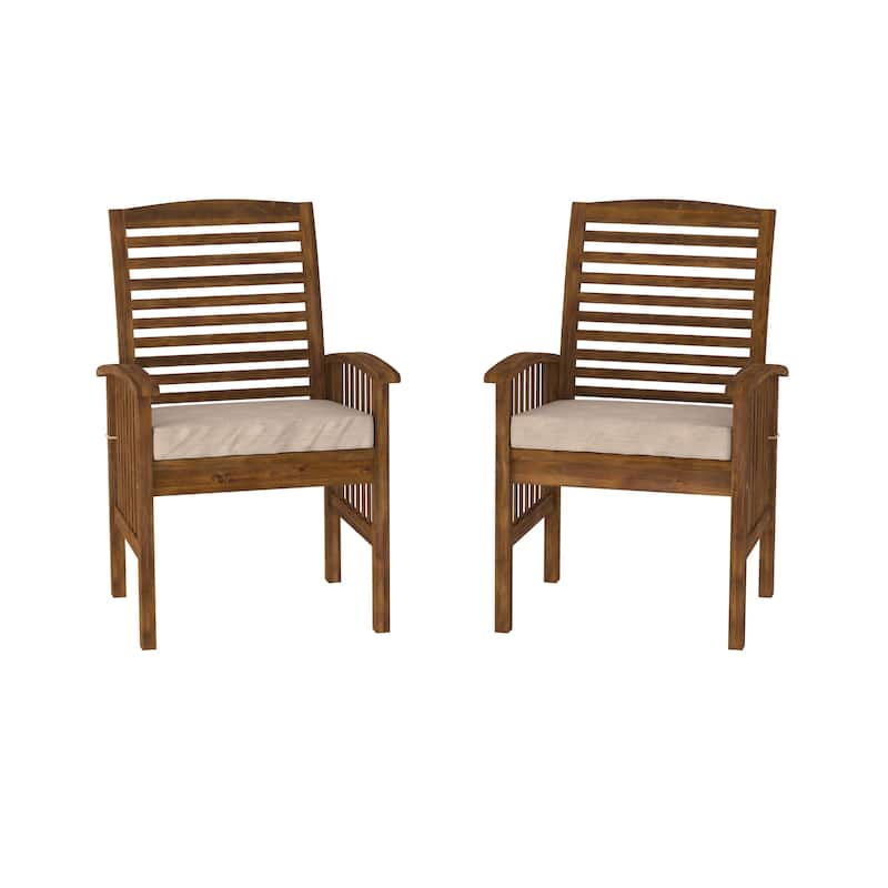 Walker Edison Surfside Acacia Wood Outdoor Chairs (Set of 2)