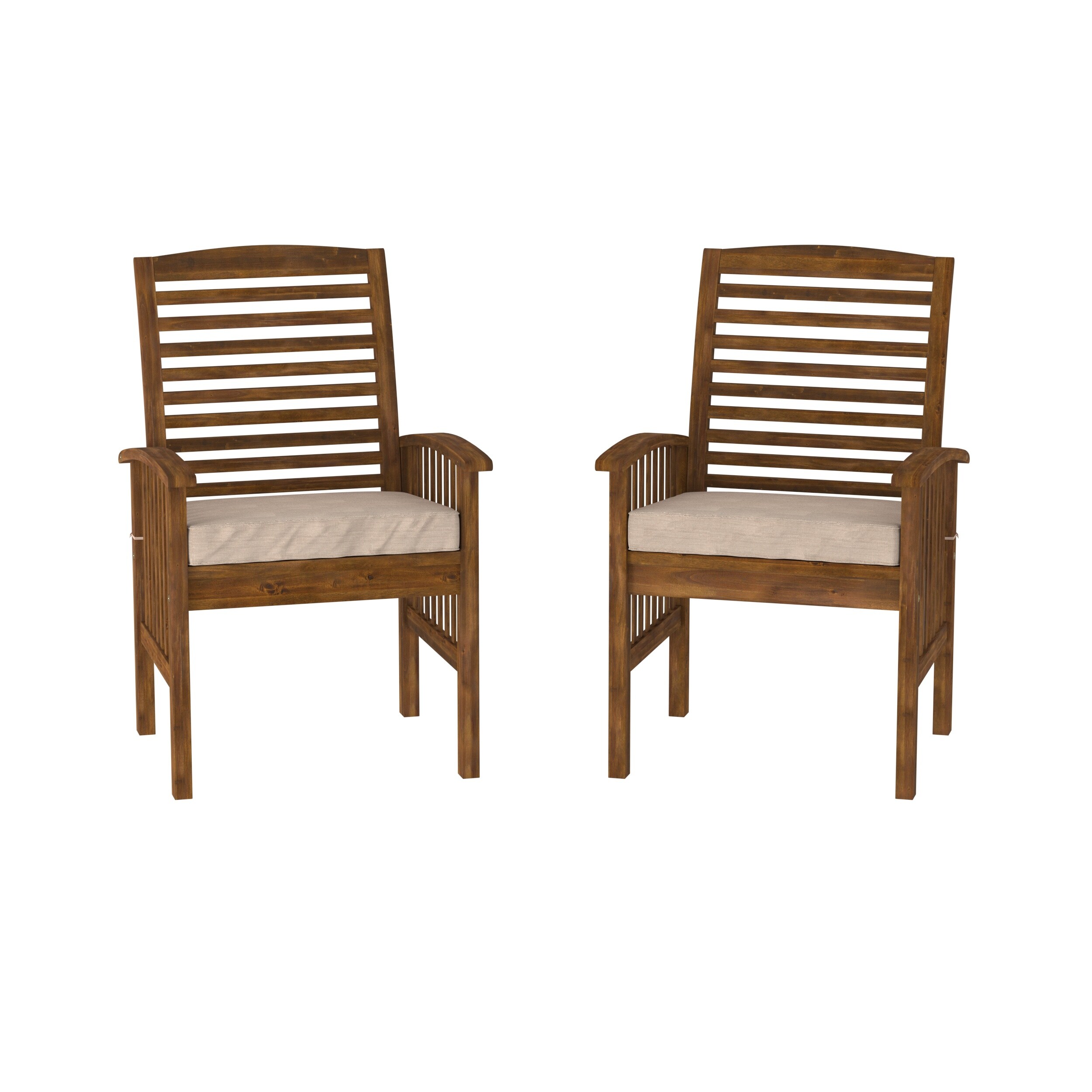 Walker Edison Surfside Acacia Wood Outdoor Chairs (Set of 2) - On