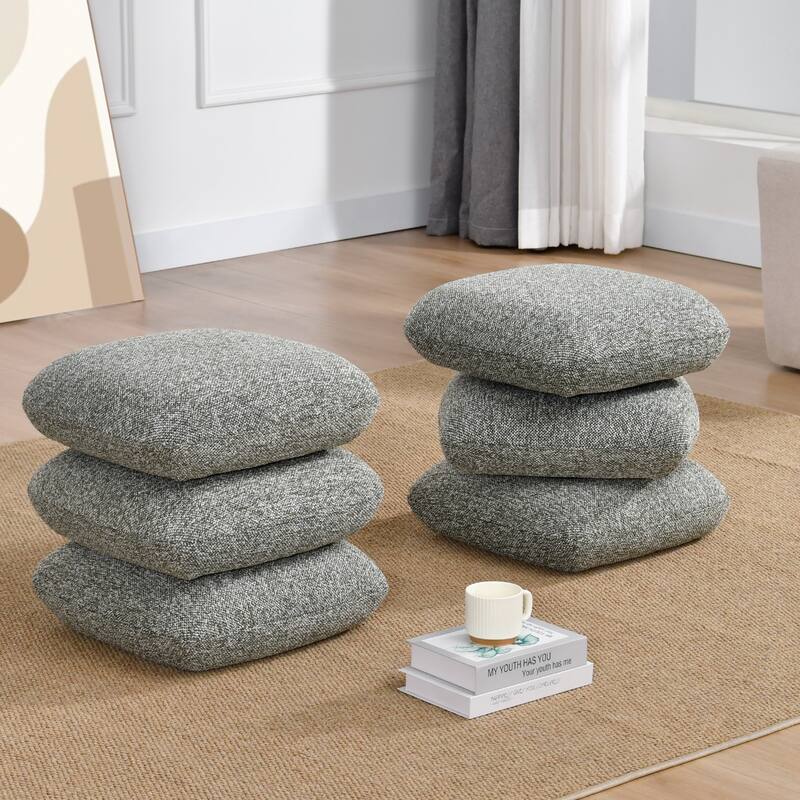 Modern 360° Swivel Multi-Layer Upholstered Ottoman