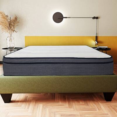 Luxe 14 in. Hybrid Plush Foam Mattress in a Box, White/Gray