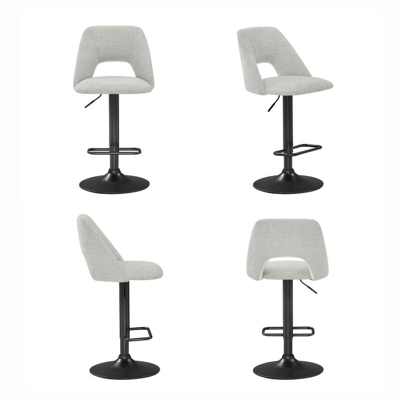 Roundhill Furniture Nuvia Contemporary Adjustable Barstool with Upholstered Swivel Seats, Set of 2