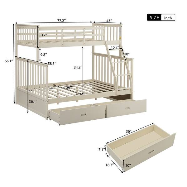 Twin Over Full Bunk Bed with Storage Drawers - Bed Bath & Beyond - 43682764