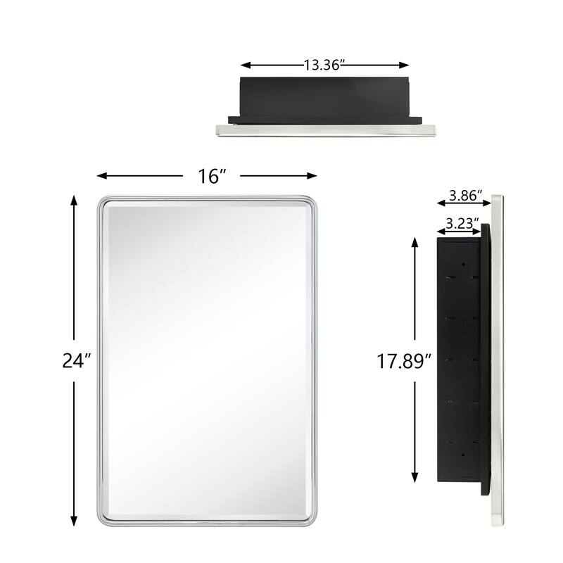 Farmhouse Recessed Metal Bathroom Medicine Cabinets with Mirror