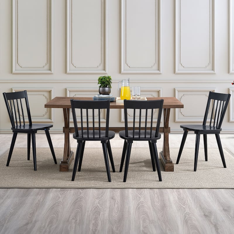 Traditional 17.5" Wide Wood Spindle Back Dining Chairs - Set of 4 - Black