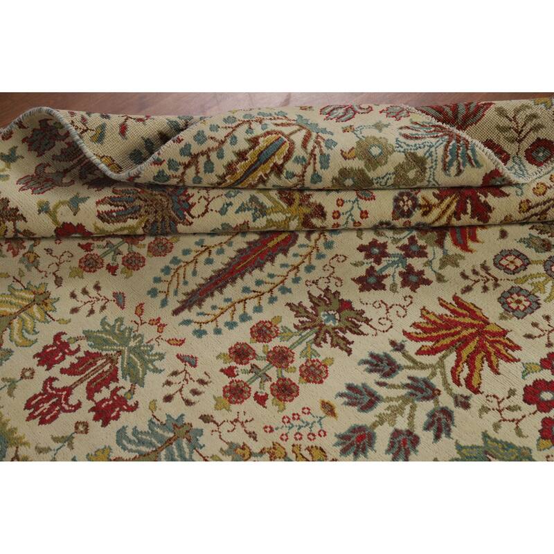 Hand Knotted Oriental 100% Wool Carpet Traditional All-Over Beige & Ivories Ziegler Area Rug - 7' 7'' X 5' 7''