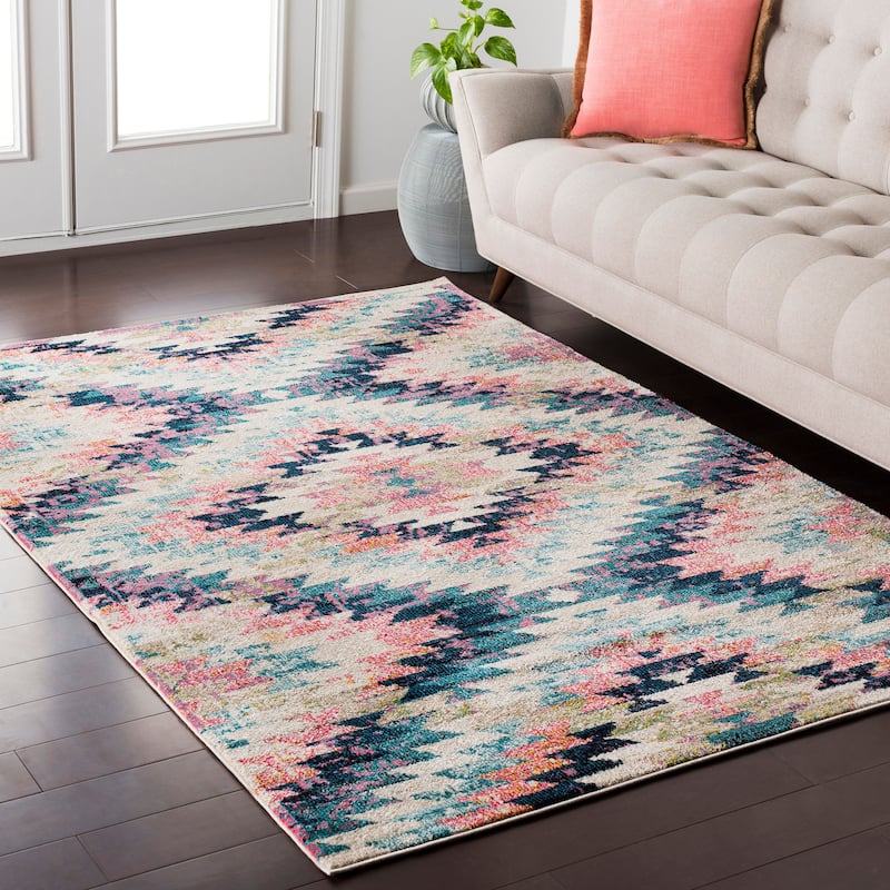 Livabliss Trocadero Boho Modern Geometric Area Rug - 7'10" x 10'3"/Surplus - Dark Blue