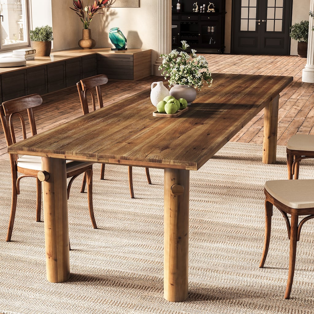 63'' Solid Wood Dining Table Real Wood Kitchen Table for 6, Strong Legs