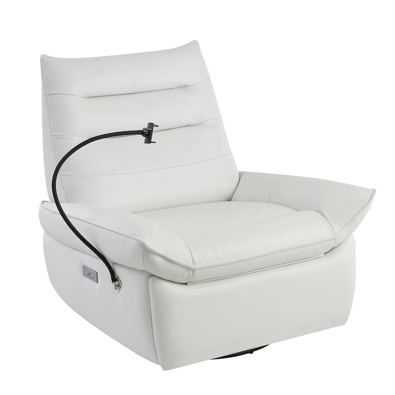 Genuine Italian Leather Match Power Swivel Rocker Recliner (Set of 2)