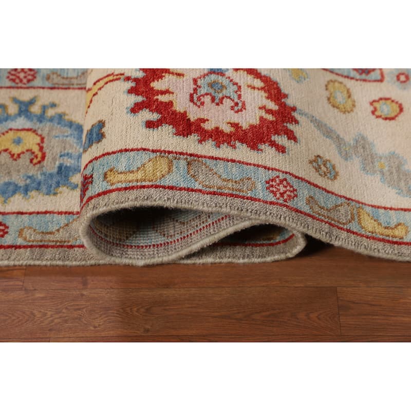 All-Over Floral Oushak Oriental Area Rug Hand-Knotted Wool Carpet - 8'8" X 11'7"