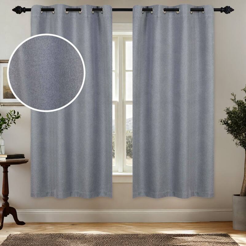 Superior Nyan 100% Blackout Grommet Curtains, Set of 2 Panels - 52" x63" - Grey