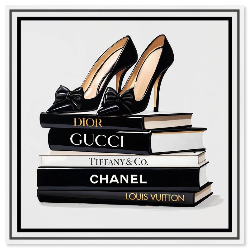 Ink Books and Heels Canvas by Art Remedy - White - 24" x 24"