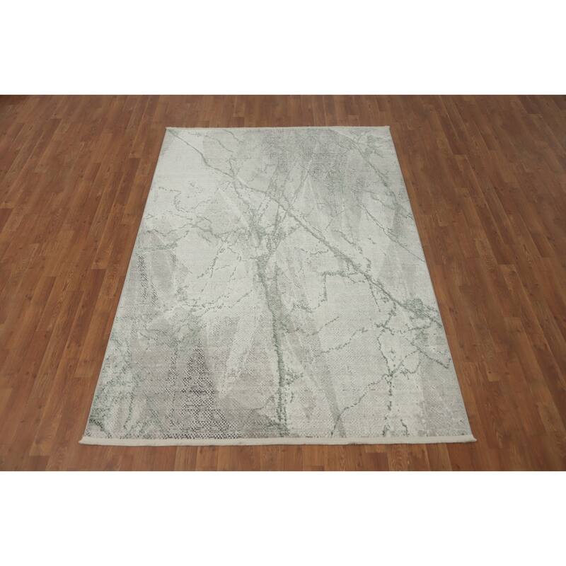 Machine Made Oriental Polyester Carpet Modern Abstract Greys & Charcoal Abstract Area Rug - 7' 5'' X 5' 2''