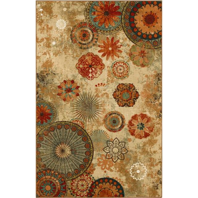 Mohawk Home Alexa Floral Medallion Area Rug - 4' x 6' - Tan/Red