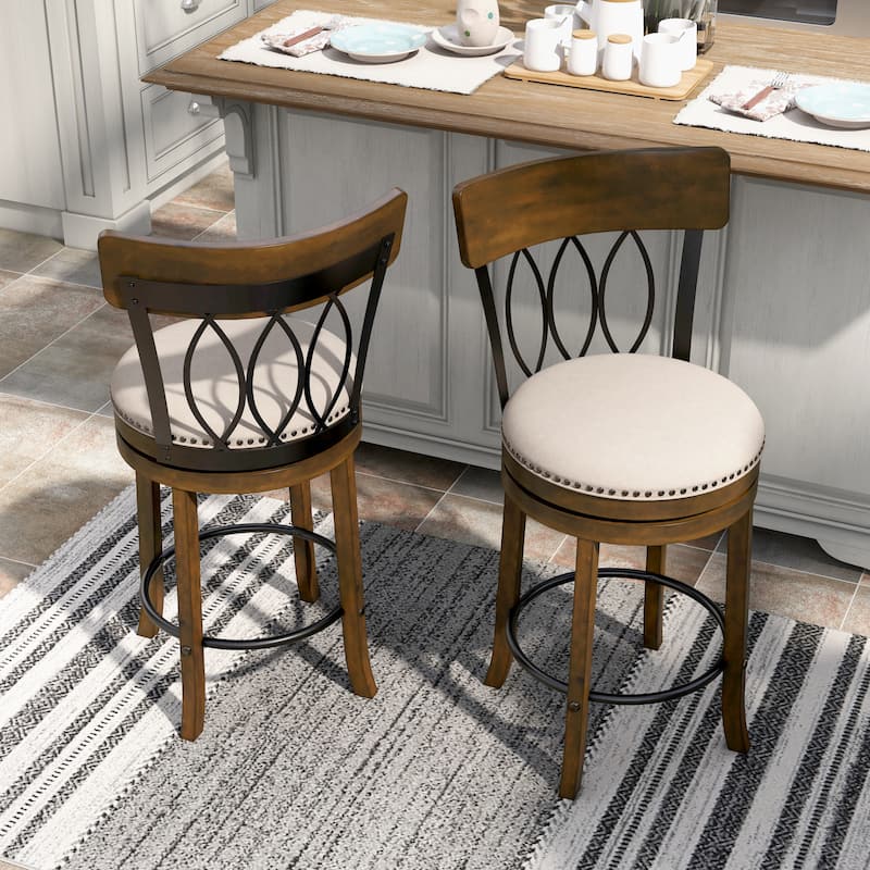 Furniture of America Wynn Contemporary Wood and Fabric Swivel Chairs (Set of 2)