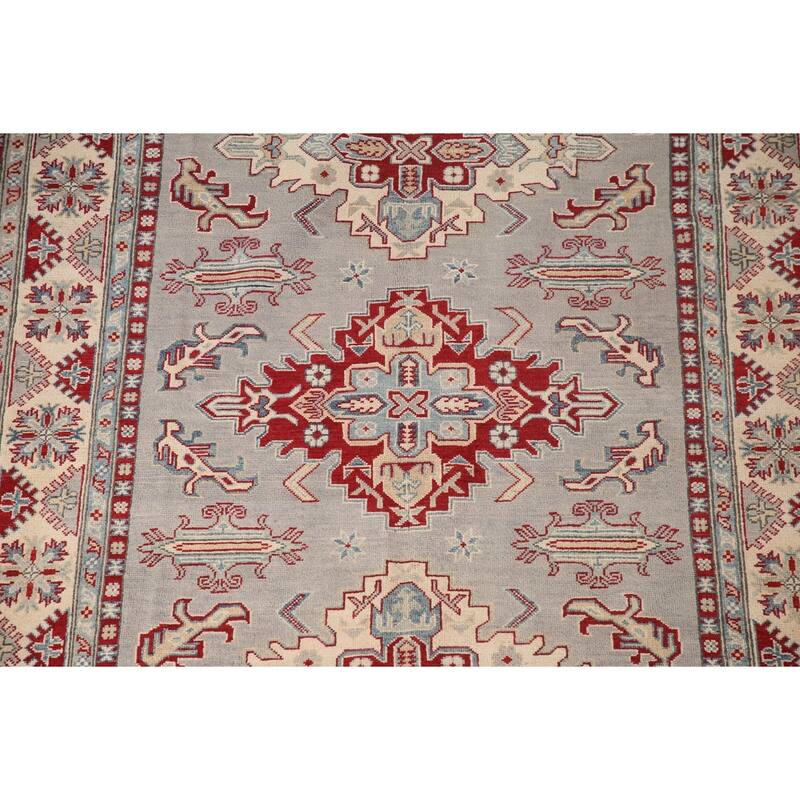 Gray Kazak Area Rug Handmade Wool Carpet - 5'8" x 7'10"