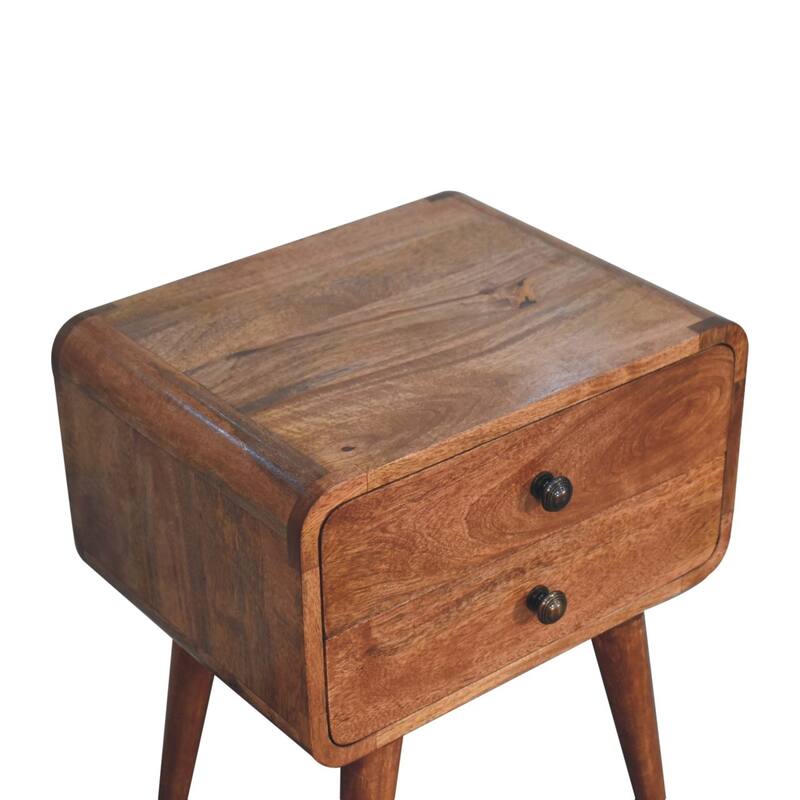 Artisan Furniture Solid Wood Curved Honey Caramel Bedside