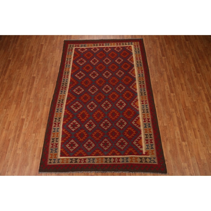 Kilim Oriental Area Rug Flat-weave Modern Wool Carpet - 6'7"x 10'1"