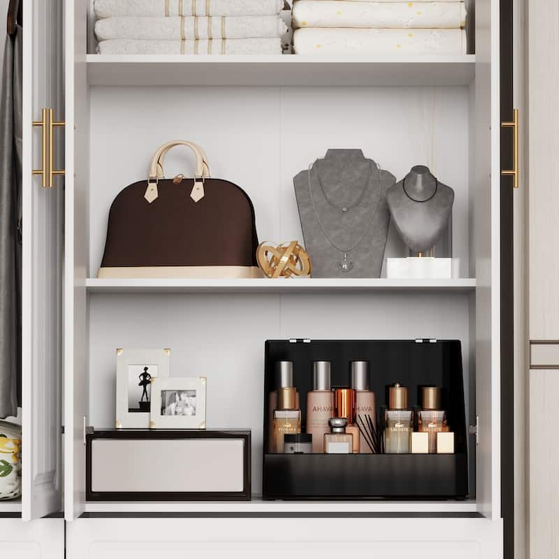 93.9"H/74.2"H Armoires Wardrobe Closet Cabinet Hanging Drawers Storage