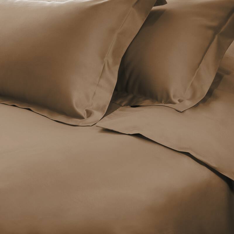 Superior Egyptian Cotton 650 Thread Count Solid Duvet Cover Set - Taupe - Full - Queen