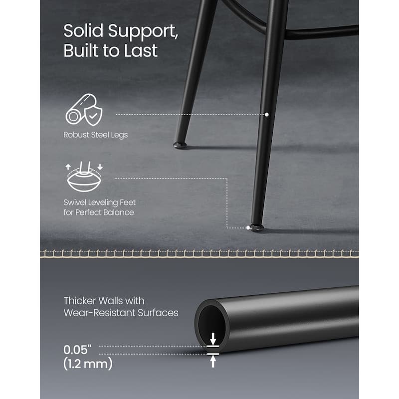 360 Swivel Bar Stools with Backrest and Steel Legs Footrest Perfect for Dining Room Set of 2