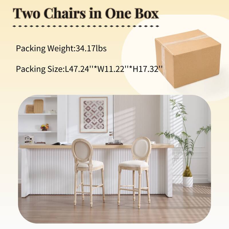Set of 2 French Country 30" Height Bar Chairs