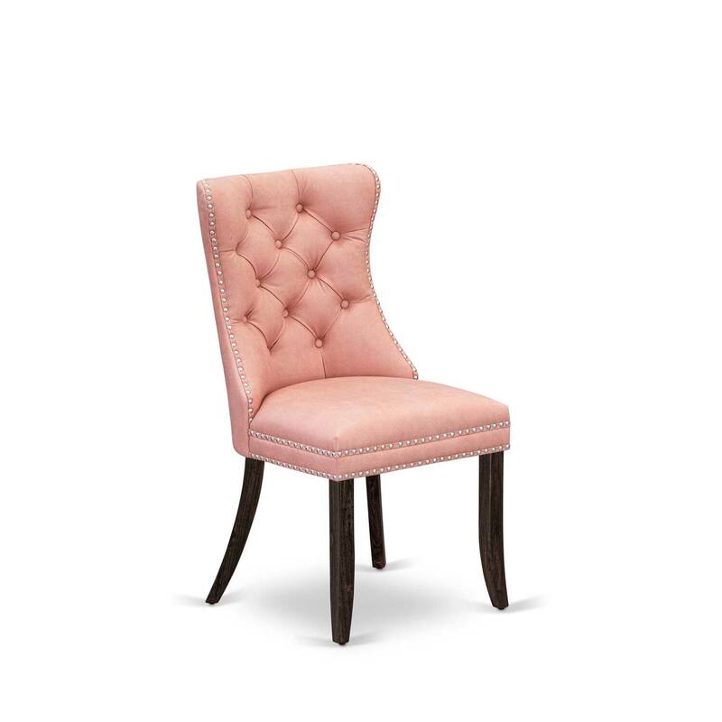 Parson Dining Chairs Set of 2 - Upholstered Kitchen Chairs with Nailhead Trim - Beige Red Faux Leather