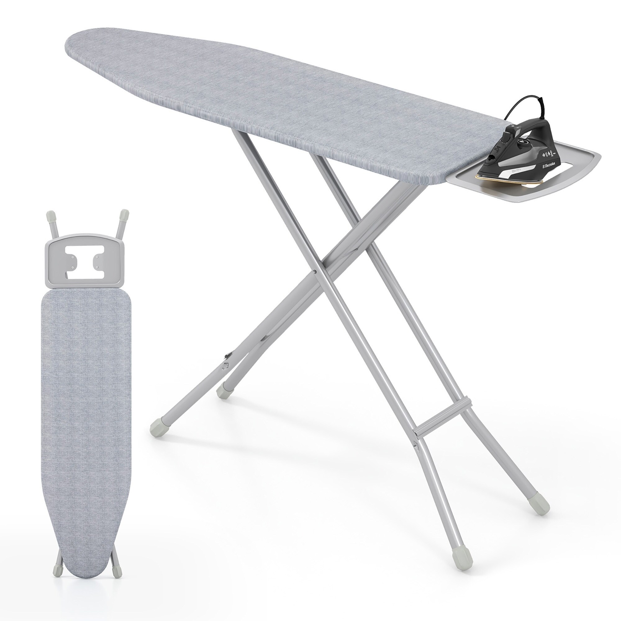Gymax 57'' x 15'' Foldable Ironing Board w/ 7-Level Height - On