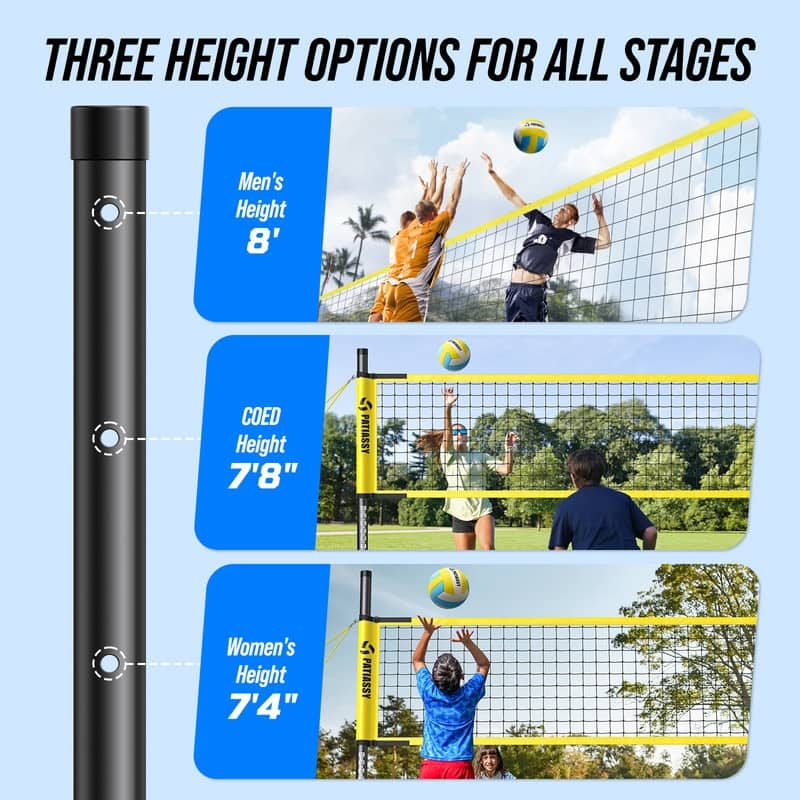 Professional Volleyball Net Set Heavy Duty Portable with Poles Ball Pump Outdoor
