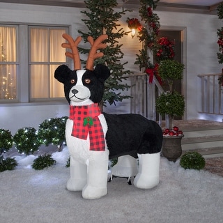 Collie Inflatable Gemmy Christmas Airblown Inflatable Mixed Media Border Collie Dog, 2.5 ...