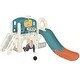 preview thumbnail 15 of 34, Kids Slide Playset Structure, Castle Climbing Crawling Playhouse w/ Slide, Arch Tunnel, Ring Toss & Basketball Hoop for Toddlers