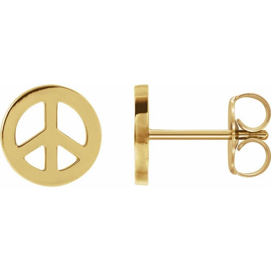Curata 14k Yellow Gold Friction Backs Polished Tiny Peace Earring