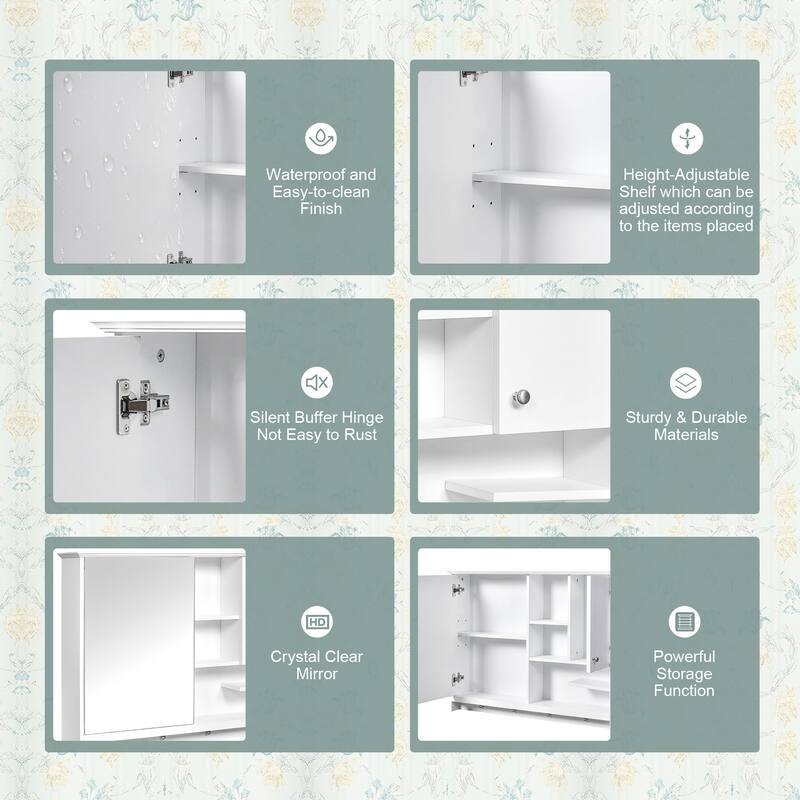36 Inch Wall Mounted Medicine Cabinet, Bathroom Storage Cabinet with Mirror Door and Adjustabl Shelf
