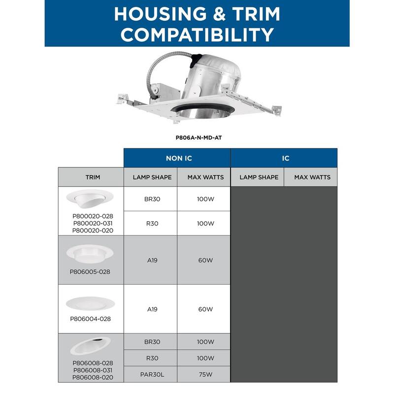 6 in. Steel Recessed Slope Ceiling Non-IC New Construction Housing for 6 in. Trim - Medium