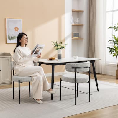 Black White 20.25" Round Dining Chairs (Set of 2)