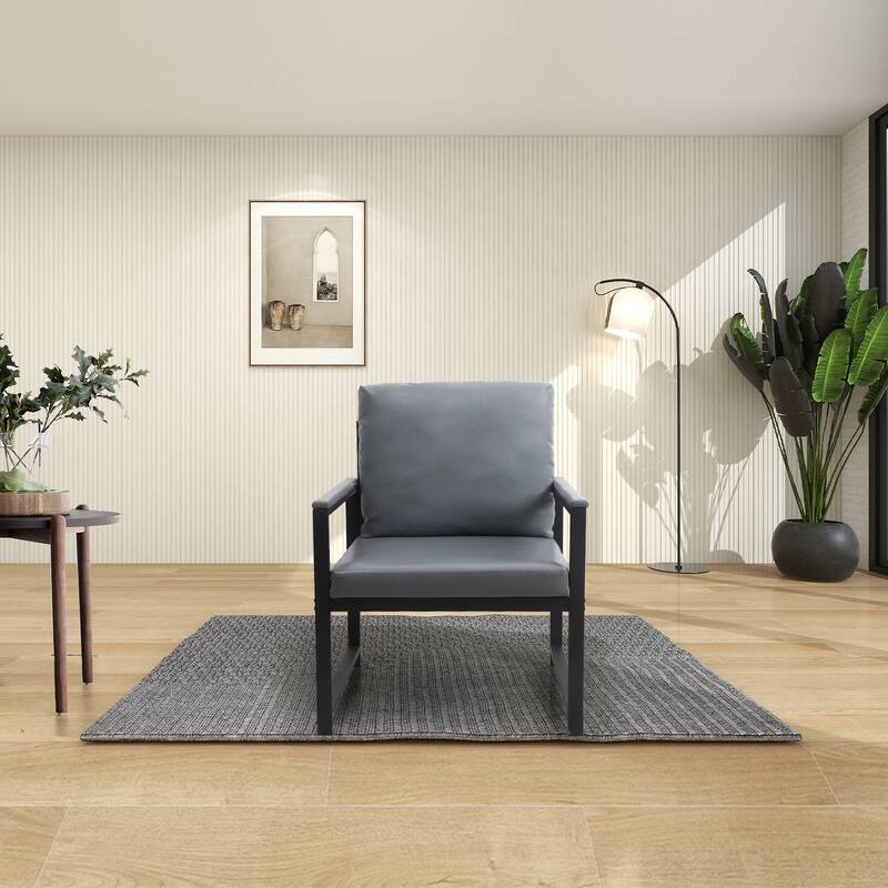 PU Leather Armchair Accent Chairs with Metal Frame,Comfortable Cushion