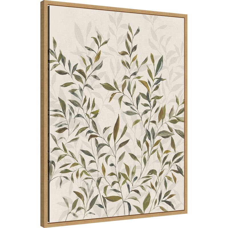 Gentle Leaves in Muted Greens by Hannah Dawson Framed Canvas Wall Art Print