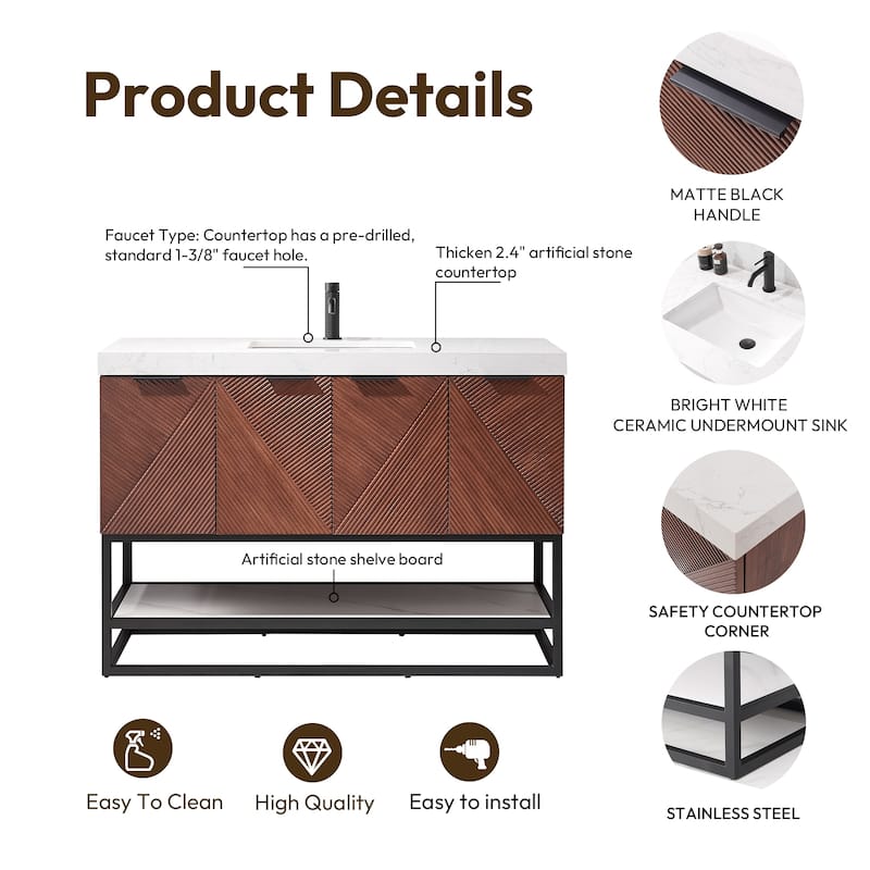 Mahon Single Bath Vanity with Composite Stone Top and Mirror