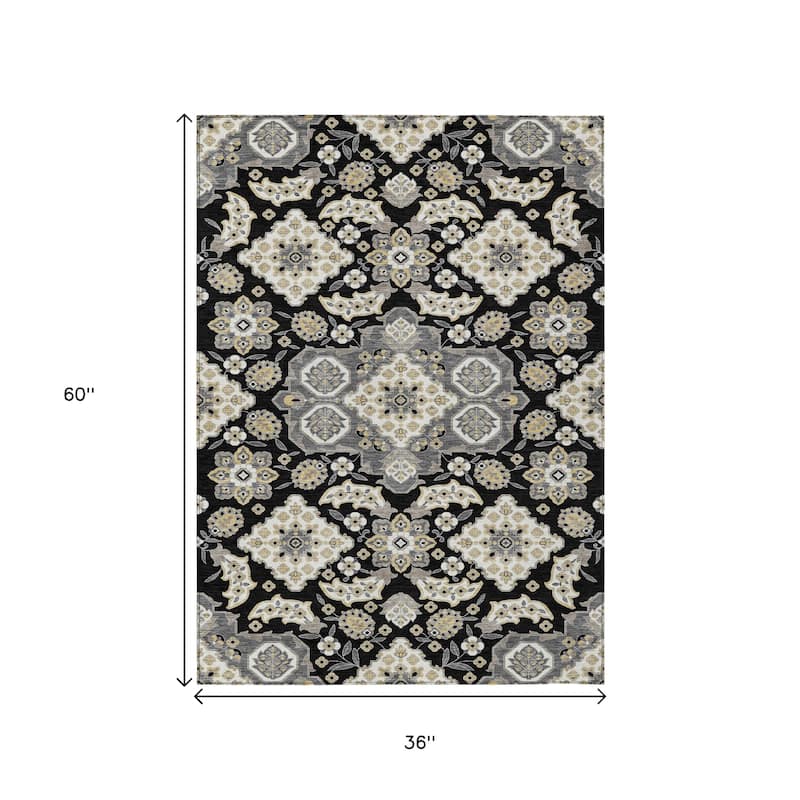 HomeRoots Medallion Traditional Rectangle Outdoor Rug